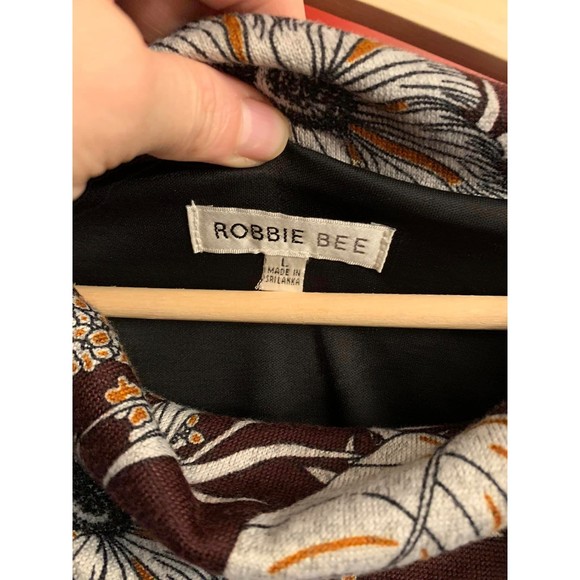 Robbie Bee Dress Size L Lined Fall Burgundy Floral Leaves Soft Stretchy Cute EUC - Picture 4 of 4